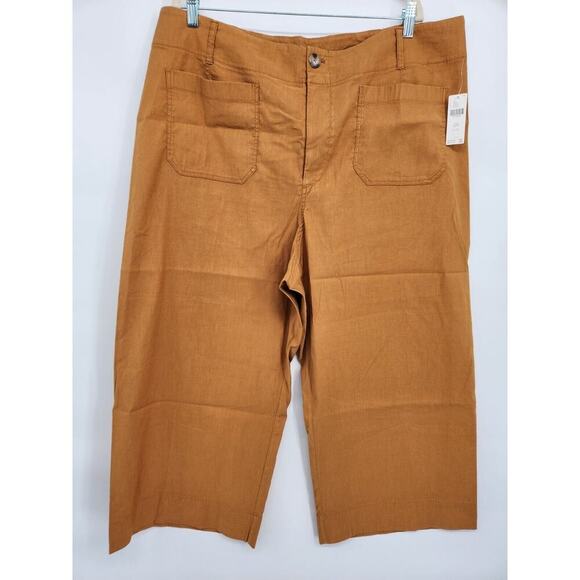 NWT Anthropologie Maeve The Colette Cropped Wide-Leg Pants Size 22W Gold #7D402 - Picture 2 of 10